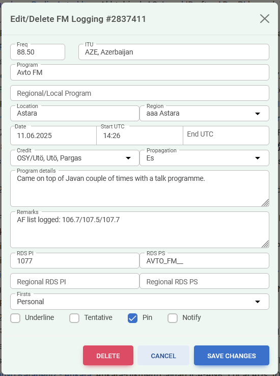 Editing an own log
