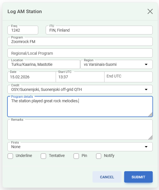 Creating a new log